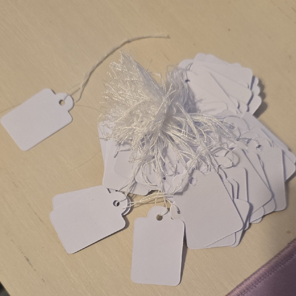 Blank White Paper Price Tags with String